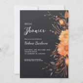 Modern Zwart Bloemen Herfst Vrijgezellenfeest Kaart (Voorkant)