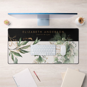 Modern Zwart Blush Goud Eucalyptus Corporate Groot Bureaumat