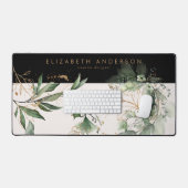 Modern Zwart Blush Goud Eucalyptus Corporate Groot Bureaumat (Keyboard & Muis)
