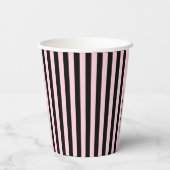 Modern Zwart & Blush Roze Gestreepte Papieren Bekers (Achterkant)
