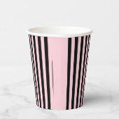 Modern Zwart & Blush Roze Gestreepte Papieren Bekers (Rechts)