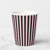Modern Zwart & Blush Roze Gestreepte Papieren Bekers (Voorkant)