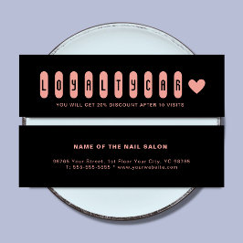 Modern Zwart & Blush Roze Nail Artist Salon Hart Klantenkaartje