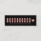 Modern Zwart & Blush Roze Nail Artist Salon Hart Klantenkaartje (Voorkant)