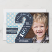 Modern zwart bord en blauwe stip tweede verjaardag kaart (Voorkant)