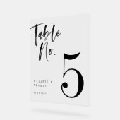 Modern Zwart Borstel Script Bruiloft Tafelnummer Acryl Bord (Hoek)