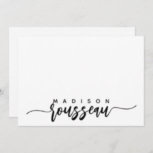 Modern Zwart Borstel Script Naam Gepersonaliseerd Notitiekaartje