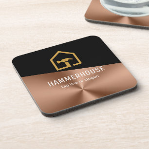Modern zwart & bronzen bouwbedrijf bier onderzetter