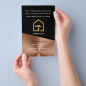 Modern zwart & bronzen bouwbedrijf flyer (Hand)