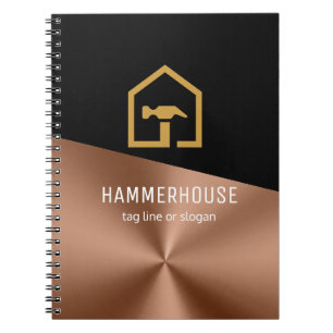 Modern zwart & bronzen bouwbedrijf notitieboek