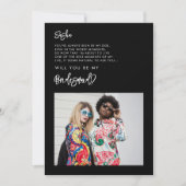 Modern zwart Bruidsmeisje foto bericht kaart (Voorkant)