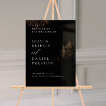 Modern zwart bruiloft minimalistisch welkomstbord