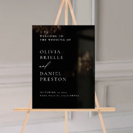 Modern zwart bruiloft minimalistisch welkomstbord acryl bord