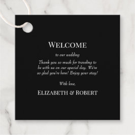 Modern zwart bruiloft welkom cadeau Label