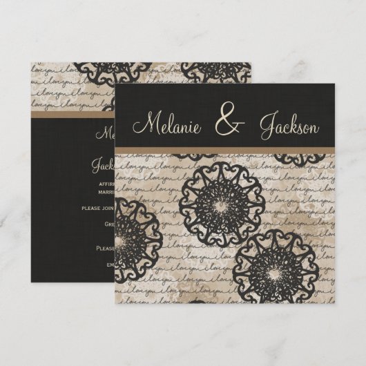 Modern Zwart Bruin Taupe Design Post Wedding Kaart (Voorkant / Achterkant)