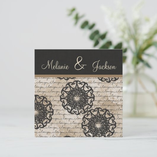 Modern Zwart Bruin Taupe Design Post Wedding Kaart (Staand voorkant)