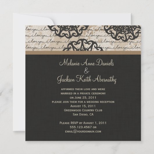 Modern Zwart Bruin Taupe Design Post Wedding Kaart (Achterkant)