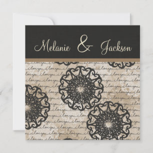 Modern Zwart Bruin Taupe Design Post Wedding Kaart