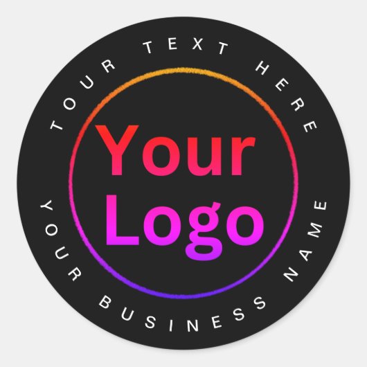 Modern zwart Business Logo Ronde Sticker (Voorkant)