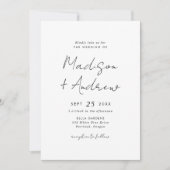 Modern Zwart Casual Script Bruiloft Kaart (Voorkant)
