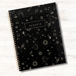 Modern Zwart Celestial Galaxy Sterrennacht Planner