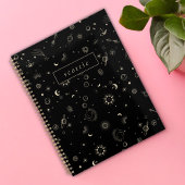 Modern Zwart Celestial Galaxy Sterrennacht Planner