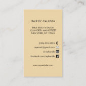 Modern zwart champagne goud glitter haar visitekaartje (Achterkant)