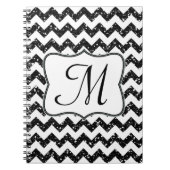 Modern zwart Chevron Monogram Initiaal Notitieboek (Voorkant)