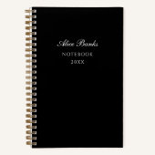 Modern Zwart Chic Script Monogram Notitieboek (Voorkant)