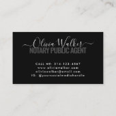 Modern Zwart Chic Signature Notaris Public Agent Visitekaartje (Achterkant)