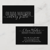 Modern Zwart Chic Signature Notaris Public Agent Visitekaartje (Voorkant / Achterkant)