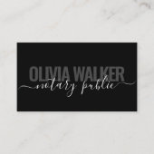 Modern Zwart Chic Signature Notaris Public Agent Visitekaartje (Voorkant)