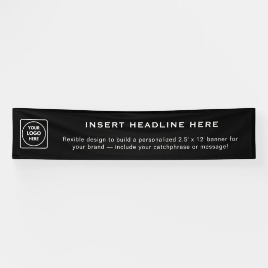 Modern Zwart Corporate Branding Logo Display Spandoek (Horizontaal)