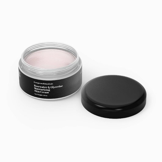 Modern zwart cosmetica potje label 1 x 7,25