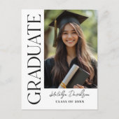 Modern Zwart Custom Afstuderen Foto Afstuderen Aankondigingskaart (Voorkant)