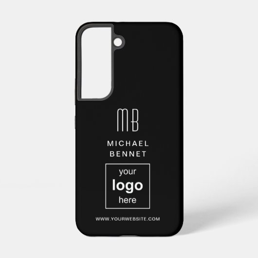 Modern Zwart Custom Logo Business Samsung Galaxy Hoesje (Achterkant)