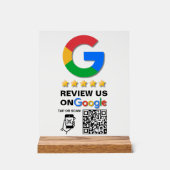 Modern Zwart Custom Logo en QR Code Google Review Acryl Bord (Voorkant)