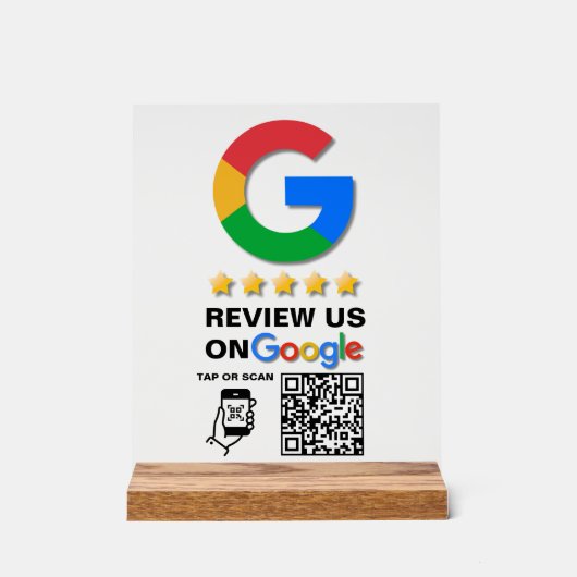 Modern Zwart Custom Logo en QR Code Google Review Acryl Bord (Voorkant)