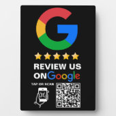 Modern Zwart Custom Logo en QR Code Google Review Fotoplaat (voorkant)