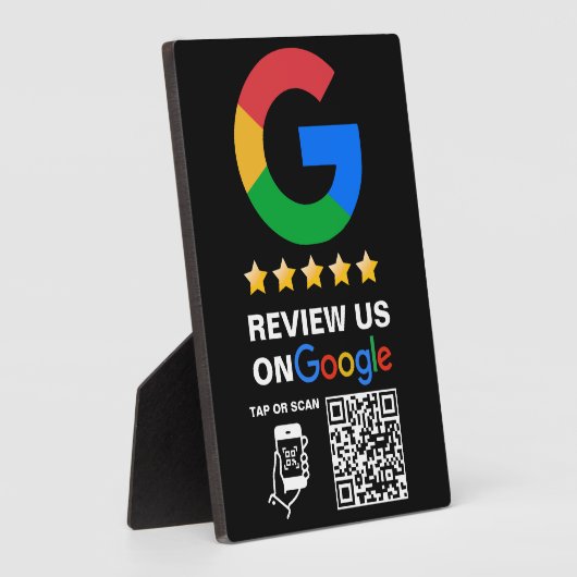 Modern Zwart Custom Logo en QR Code Google Review Fotoplaat (Zijkant)
