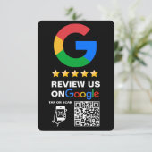 Modern Zwart Custom Logo en QR Code Google Review Informatiekaartje (Staand voorkant)