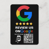 Modern Zwart Custom Logo en QR Code Google Review Informatiekaartje (Voorkant)