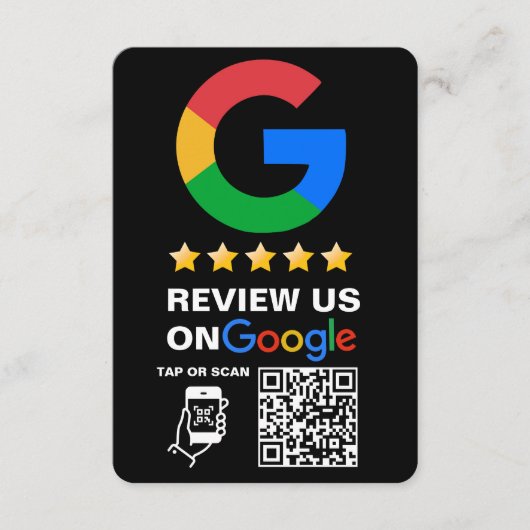 Modern Zwart Custom Logo en QR Code Google Review Informatiekaartje (Voorkant)