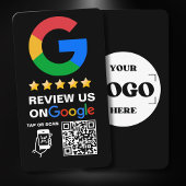 Modern Zwart Custom Logo en QR Code Google Review Visitekaartje