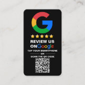 Modern Zwart Custom Logo en QR Code Google Review Visitekaartje (Voorkant)