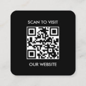 Modern Zwart Custom Logo en QR Code Professional Vierkante Visitekaartje (Achterkant)