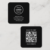 Modern Zwart Custom Logo en QR Code Professional Vierkante Visitekaartje (Voorkant / Achterkant)