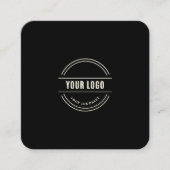 Modern Zwart Custom Logo en QR Code Square Vierkante Visitekaartje (Voorkant)