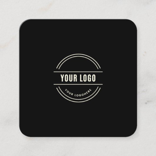 Modern Zwart Custom Logo en QR Code Square Vierkante Visitekaartje (Voorkant)