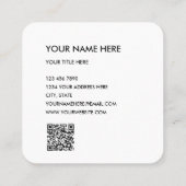 Modern Zwart Custom Logo en QR Code Square Vierkante Visitekaartje (Achterkant)